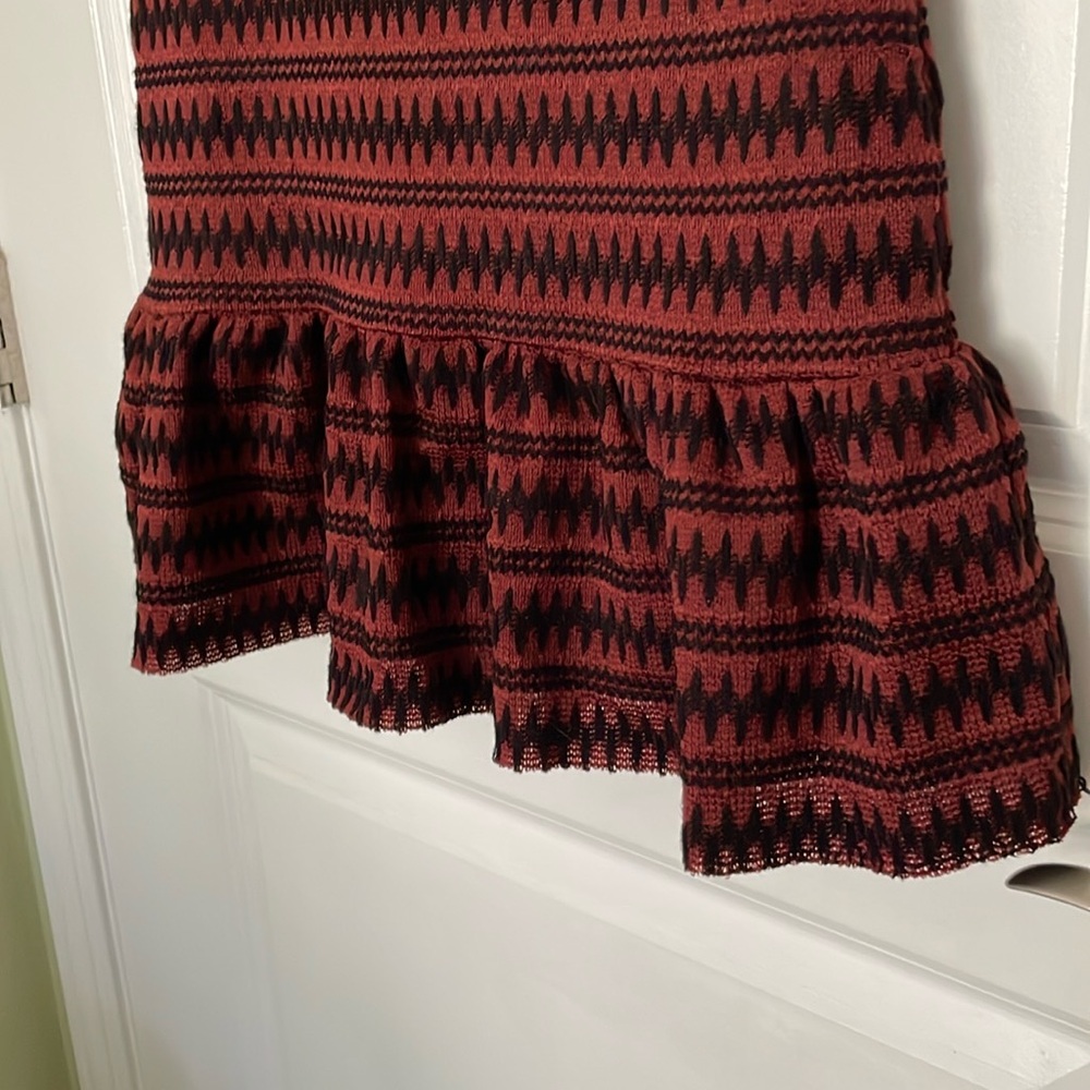 Free People Red Ribbed Ruffled Mini Dress - Picture 9 of 9